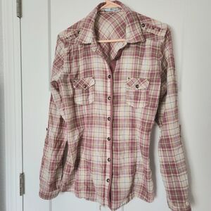 Plaid Button-Up Women's Tunic